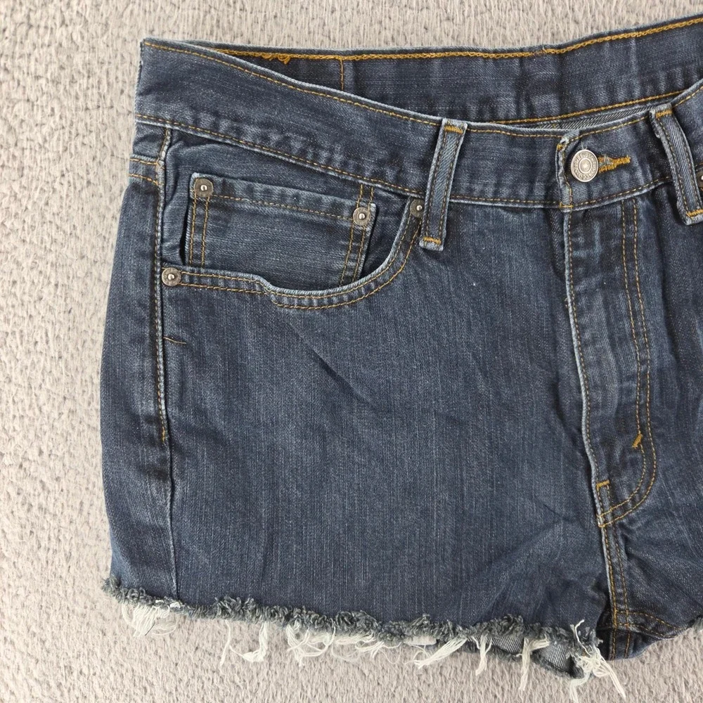 Levis 514 Shorts Men 36 Blue Dark Wash Denim Cut Off Jean Raw Hem Festival Beach